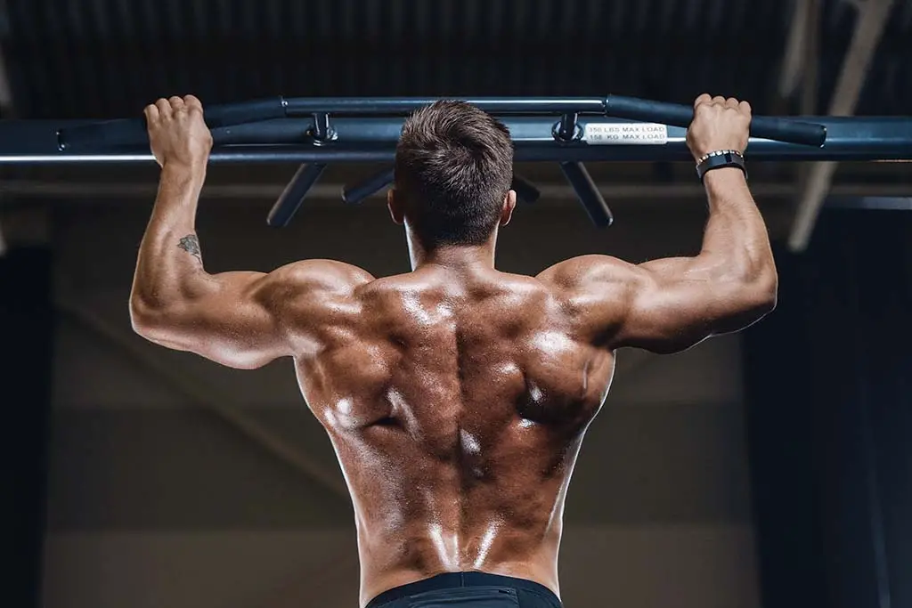 man doing pull ups muscular