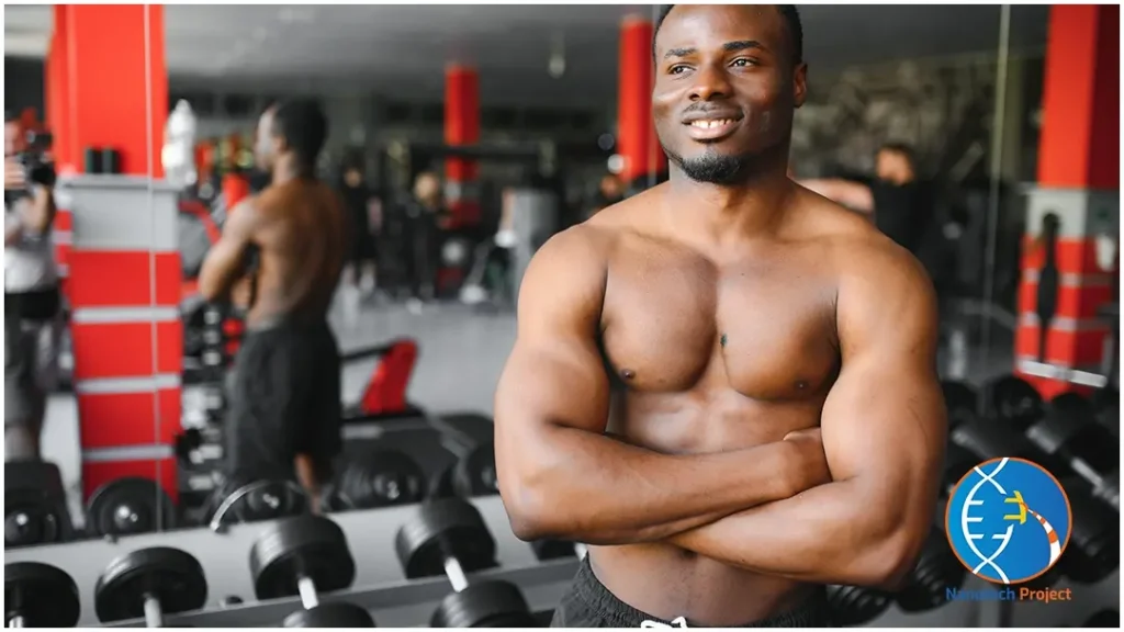 Muscular man showcasing peak fitness achieved through the use of SARMs, highlighting strength and transformation.